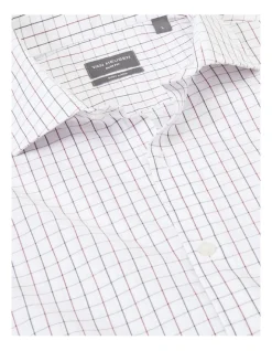 Van Heusen Slim Long Sleeve 2 Colour Mid Check Shirt In White/Brown -Cambridge Clothing shop 966724660 4 720x928