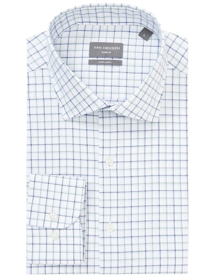 Van Heusen Slim Long Sleeve Mid Check Shirt In Green 5 Van Heusen Slim Long Sleeve Mid Check Shirt In Green - Image 3