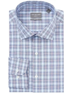 Van Heusen Slim Long Sleeve 2 Colour Mid Check Shirt In Blue -Cambridge Clothing shop 966724930 3 720x928