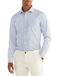 Van Heusen Slim Long Sleeve Circle Print Shirt In Blue