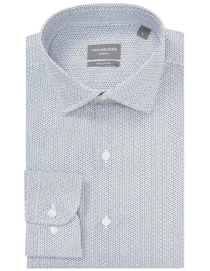 Van Heusen Slim Long Sleeve Circle Print Shirt In Blue 5 Van Heusen Slim Long Sleeve Circle Print Shirt In Blue - Image 3