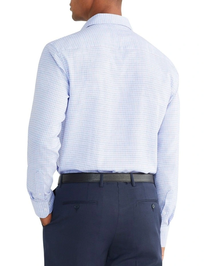 Van Heusen Slim Long Sleeve 1 Colour Dobby Check Shirt In Blue 4 Van Heusen Slim Long Sleeve 1 Colour Dobby Check Shirt In Blue - Image 2