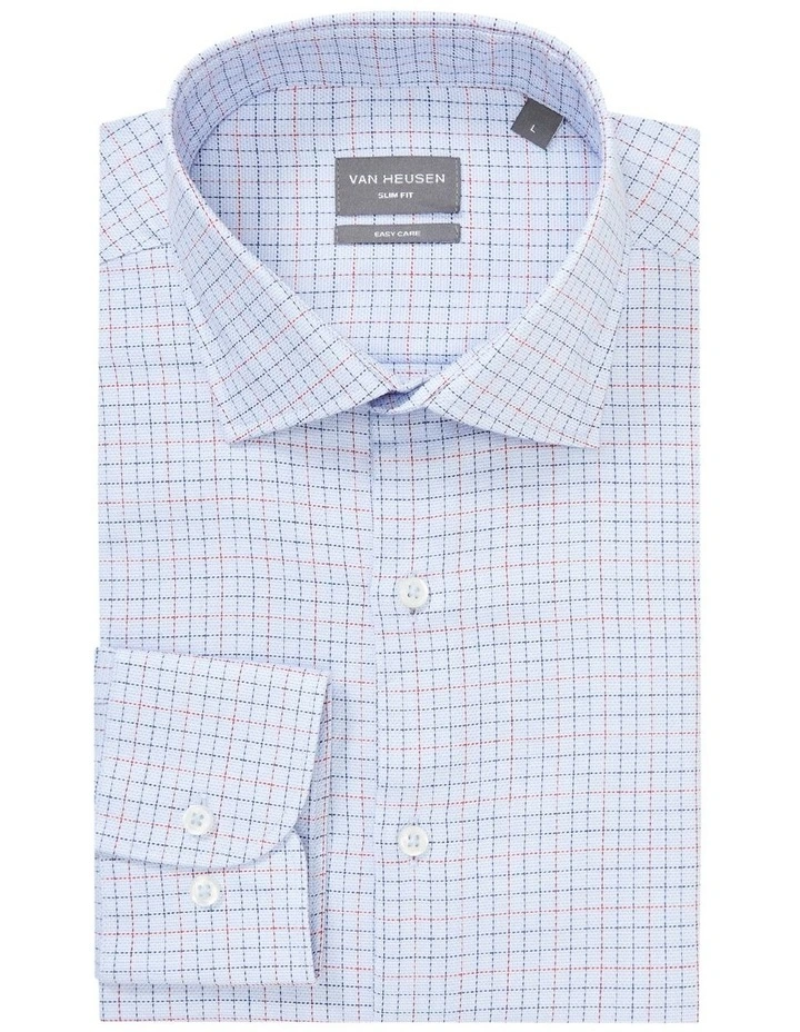 Van Heusen Slim Long Sleeve 1 Colour Dobby Check Shirt In Blue 5 Van Heusen Slim Long Sleeve 1 Colour Dobby Check Shirt In Blue - Image 3