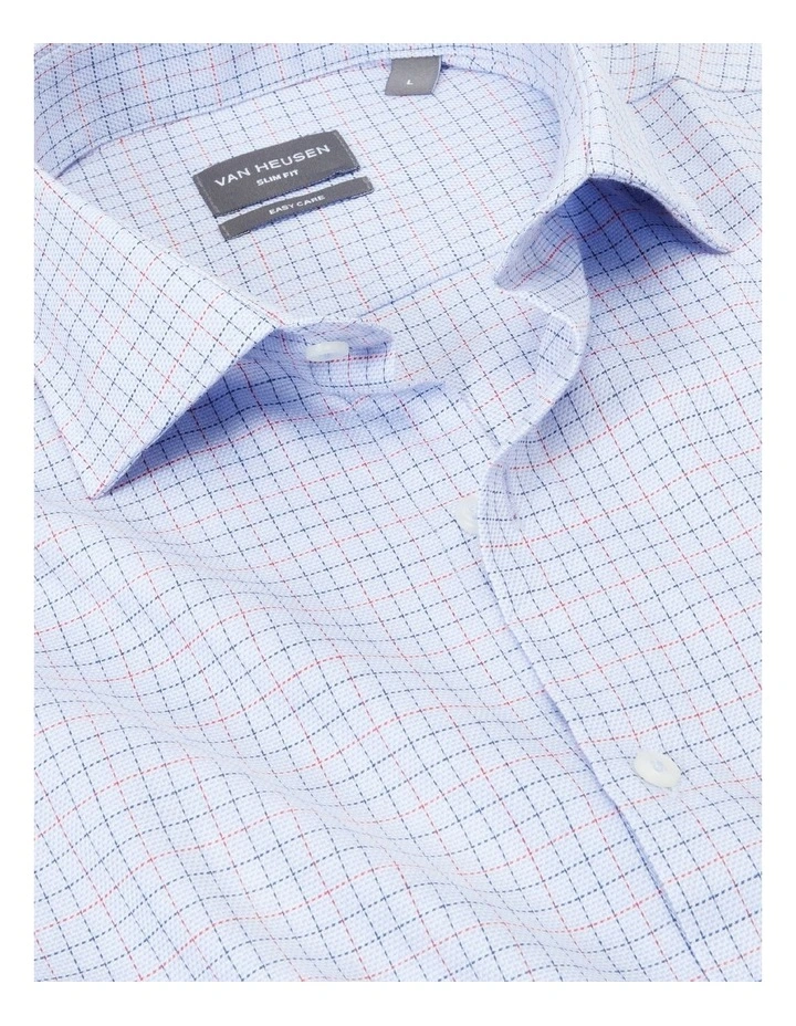 Van Heusen Slim Long Sleeve 1 Colour Dobby Check Shirt In Blue 6 Van Heusen Slim Long Sleeve 1 Colour Dobby Check Shirt In Blue - Image 4