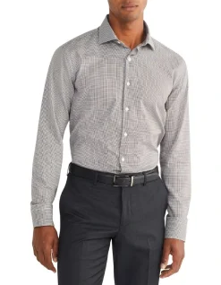 Van Heusen Slim Long Sleeve 1 Colour Dobby Shirt In Brown