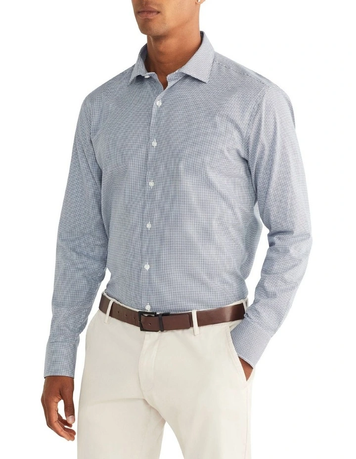 Van Heusen Slim Long Sleeve Dobby Shirt In Blue 3 Van Heusen Slim Long Sleeve Dobby Shirt In Blue