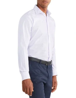 Van Heusen Tailored Long Sleeve 1 Colour Dot Print Shirt In Purple