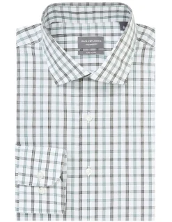 Van Heusen Tailored Long Sleeve 2 Colour Mid Check Shirt In Green -Cambridge Clothing shop 966725920 3 720x928