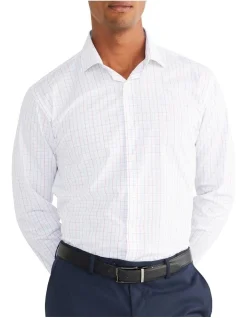 Van Heusen Tailored Long Sleeve 2 Colour Mid Check Shirt Red/White