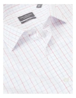 Van Heusen Tailored Long Sleeve 2 Colour Mid Check Shirt Red/White -Cambridge Clothing shop 966726010 4 720x928