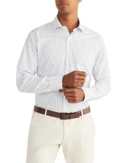 Van Heusen Tailored Long Sleeve 2 Colour Mid Check Shirt In Black/White