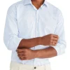 Van Heusen Tailored Long Sleeve 1 Colour Dobby Stripe Shirt In Blue -Cambridge Clothing shop 966726190 1 720x928