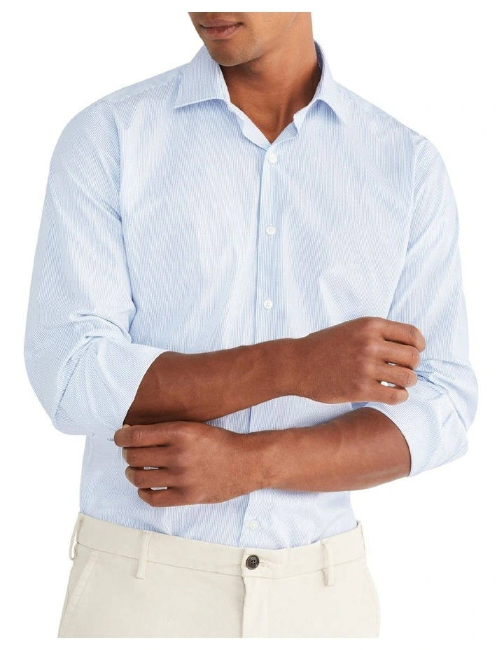 Van Heusen Tailored Long Sleeve 1 Colour Dobby Stripe Shirt In Blue 3 Van Heusen Tailored Long Sleeve 1 Colour Dobby Stripe Shirt In Blue