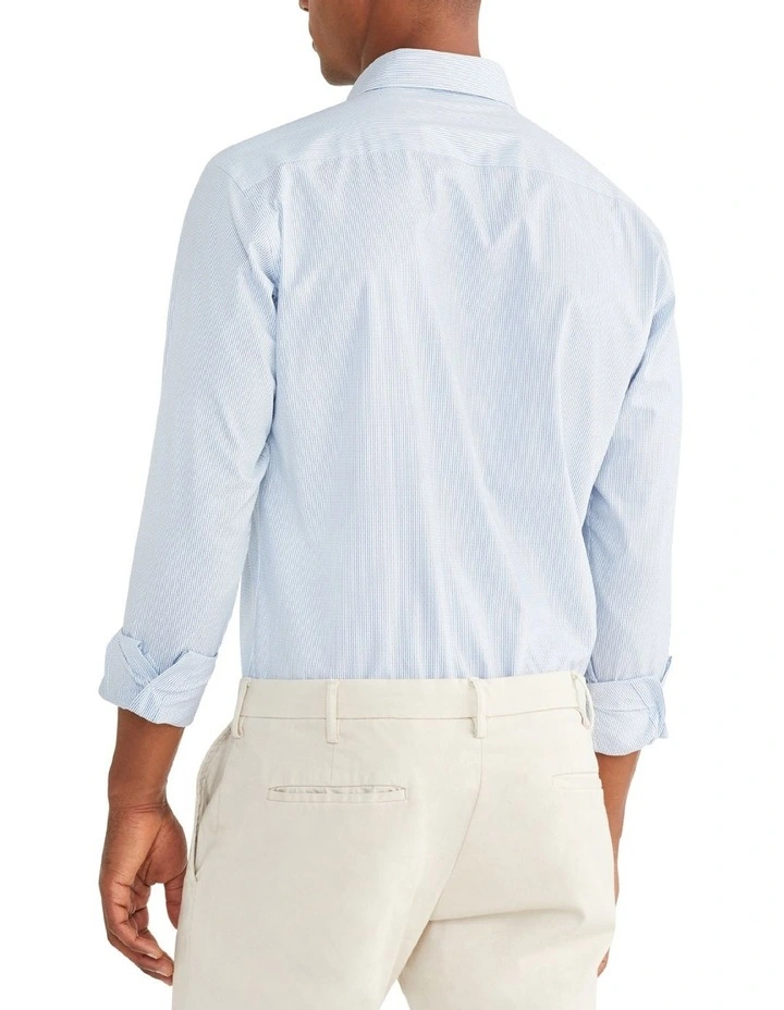 Van Heusen Tailored Long Sleeve 1 Colour Dobby Stripe Shirt In Blue 4 Van Heusen Tailored Long Sleeve 1 Colour Dobby Stripe Shirt In Blue - Image 2