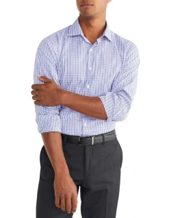 Van Heusen Tailored Long Sleeve 2 Colour Mid Check Shirt In Purple