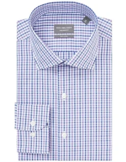 Van Heusen Tailored Long Sleeve 2 Colour Mid Check Shirt In Purple -Cambridge Clothing shop 966726640 3 720x928