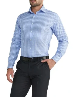 Van Heusen Tailored Long Sleeve 2 Colour Mid Check Shirt In Blue