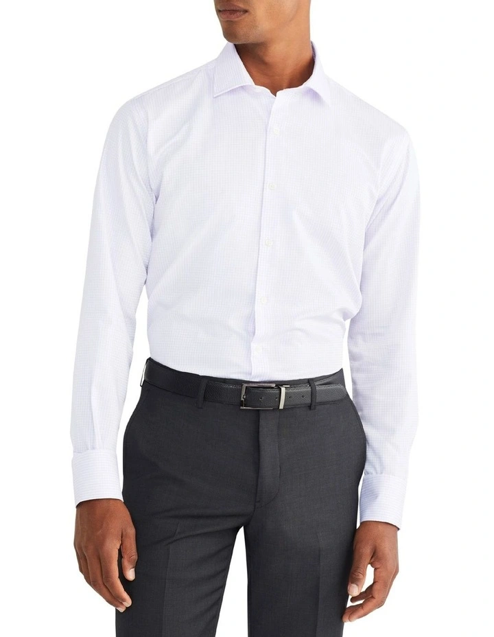 Van Heusen Tailored Long Sleeve 1 Colour Check Shirt In Purple 3 Van Heusen Tailored Long Sleeve 1 Colour Check Shirt In Purple