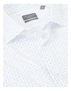 Van Heusen Tailored Long Sleeve 1 Colour Floral Print Shirt In White/Blue -Cambridge Clothing shop 966727090 4 720x928