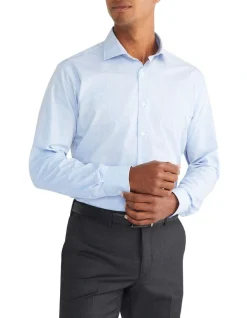 Van Heusen Tailored Long Sleeve Micro Check Shirt In Blue