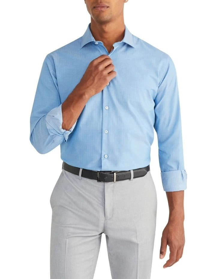 Van Heusen Tailored Long Sleeve 1 Colour Herringbone Shirt In Blue 3 Van Heusen Tailored Long Sleeve 1 Colour Herringbone Shirt In Blue