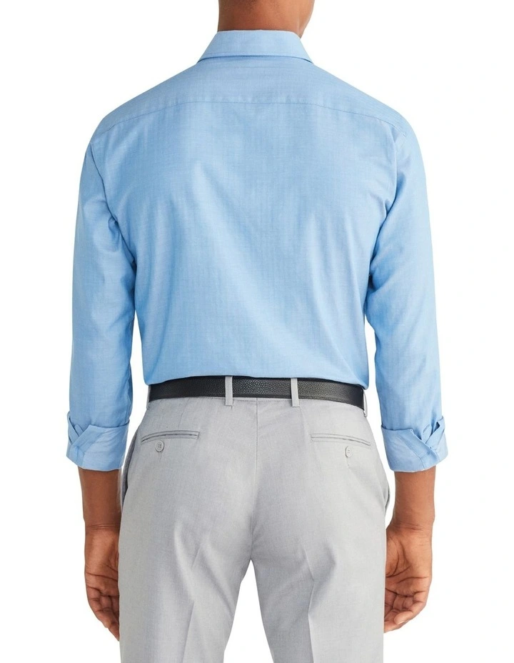 Van Heusen Tailored Long Sleeve 1 Colour Herringbone Shirt In Blue 4 Van Heusen Tailored Long Sleeve 1 Colour Herringbone Shirt In Blue - Image 2