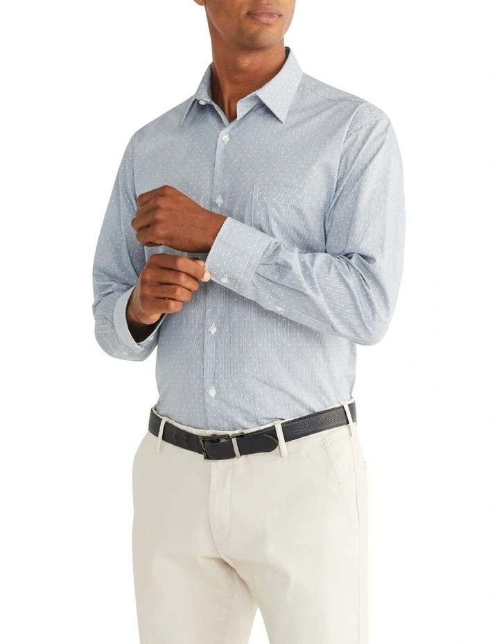 Van Heusen Classic Long Sleeve Dot Print Shirt In Grey 3 Van Heusen Classic Long Sleeve Dot Print Shirt In Grey