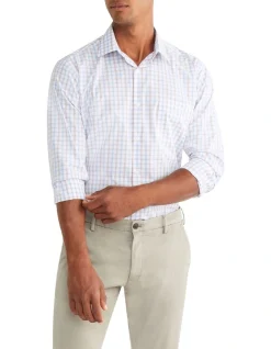 Van Heusen Classic Long Sleeve 2 Colour Mid Check Shirt In Blue