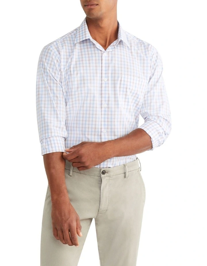 Van Heusen Classic Long Sleeve 2 Colour Mid Check Shirt In Blue 3 Van Heusen Classic Long Sleeve 2 Colour Mid Check Shirt In Blue