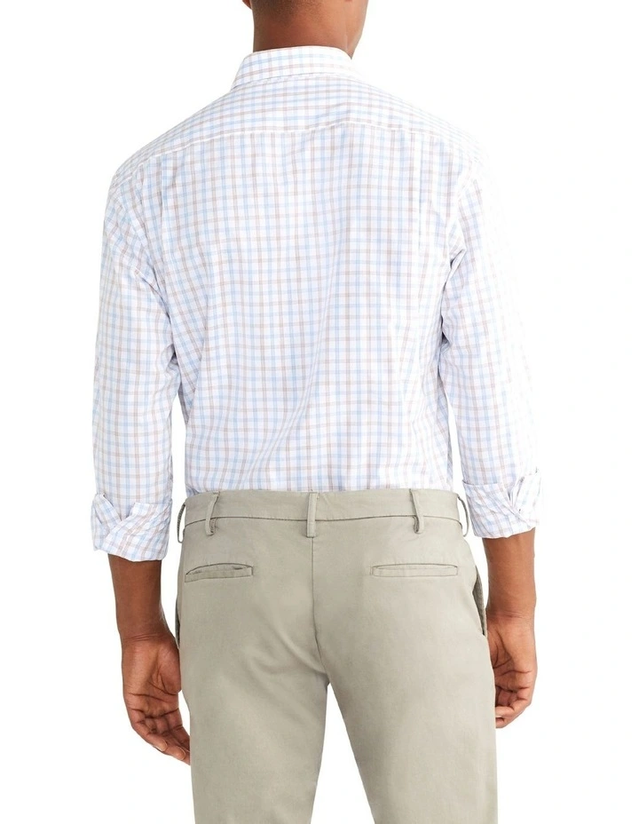 Van Heusen Classic Long Sleeve 2 Colour Mid Check Shirt In Blue 4 Van Heusen Classic Long Sleeve 2 Colour Mid Check Shirt In Blue - Image 2