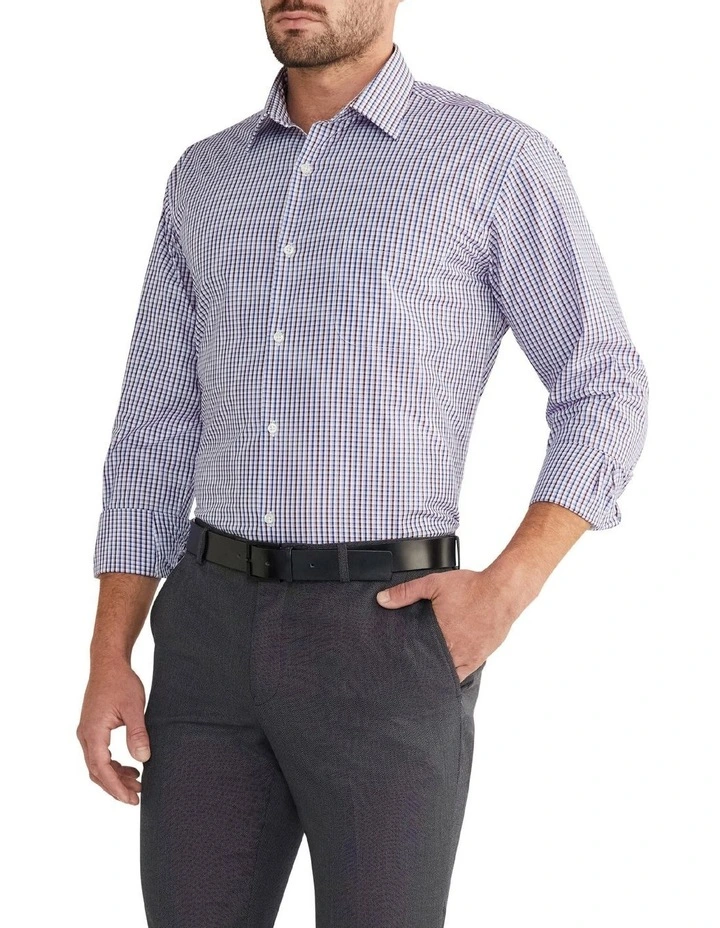 Van Heusen Classic Long Sleeve 2 Colour Mid Check Shirt Navy/Red Wine 3 Van Heusen Classic Long Sleeve 2 Colour Mid Check Shirt Navy/Red Wine