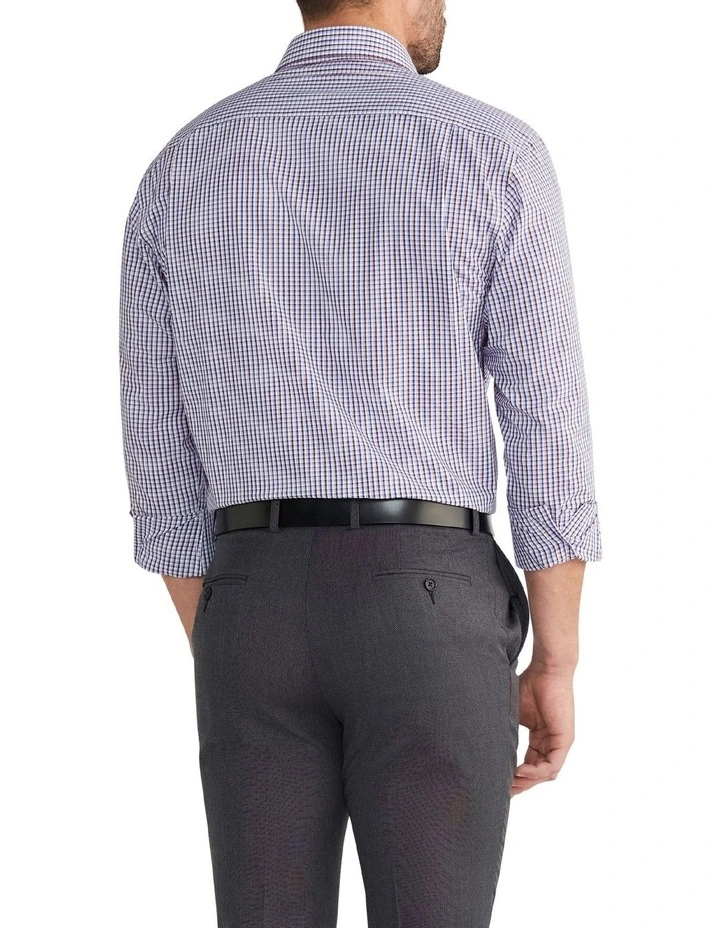 Van Heusen Classic Long Sleeve 2 Colour Mid Check Shirt Navy/Red Wine 4 Van Heusen Classic Long Sleeve 2 Colour Mid Check Shirt Navy/Red Wine - Image 2