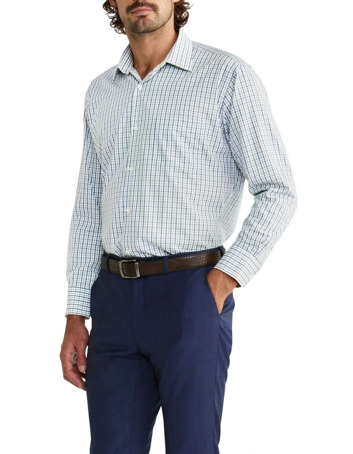 Van Heusen Classic Long Sleeve 2 Colour Mid Check Shirt In Green 3 Van Heusen Classic Long Sleeve 2 Colour Mid Check Shirt In Green