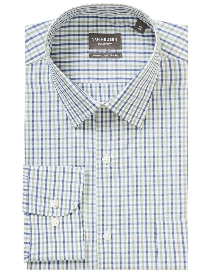 Van Heusen Classic Long Sleeve 2 Colour Mid Check Shirt In Green 5 Van Heusen Classic Long Sleeve 2 Colour Mid Check Shirt In Green - Image 3