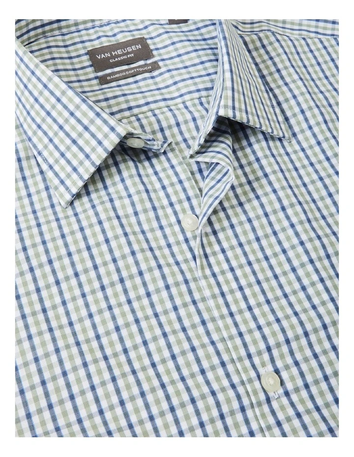 Van Heusen Classic Long Sleeve 2 Colour Mid Check Shirt In Green 6 Van Heusen Classic Long Sleeve 2 Colour Mid Check Shirt In Green - Image 4