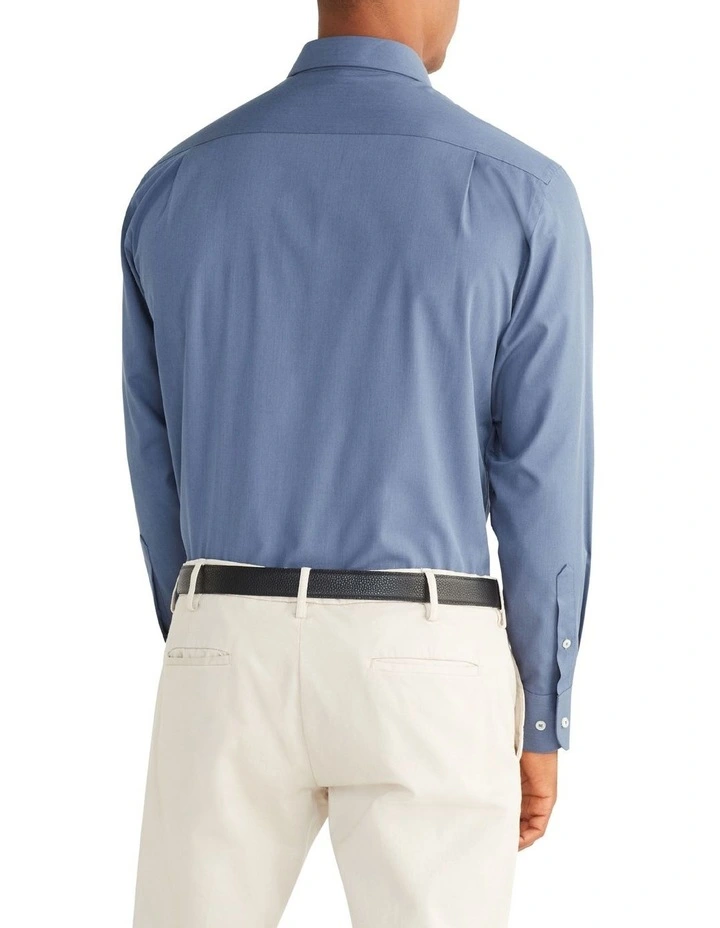 Van Heusen Classic Long Sleeve Plain Twill Shirt In Blue 4 Van Heusen Classic Long Sleeve Plain Twill Shirt In Blue - Image 2