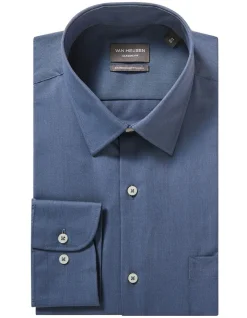 Van Heusen Classic Long Sleeve Plain Twill Shirt In Blue 7 Van Heusen Classic Long Sleeve Plain Twill Shirt In Blue -Cambridge Clothing shop 966843640 3 720x928