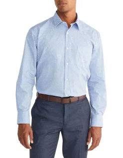 Van Heusen Classic Long Sleeve Circle Print Shirt In Blue