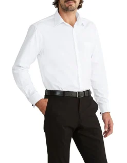 Van Heusen Classic Long Sleeve 1 Colour Dobby Diamond Shirt In White