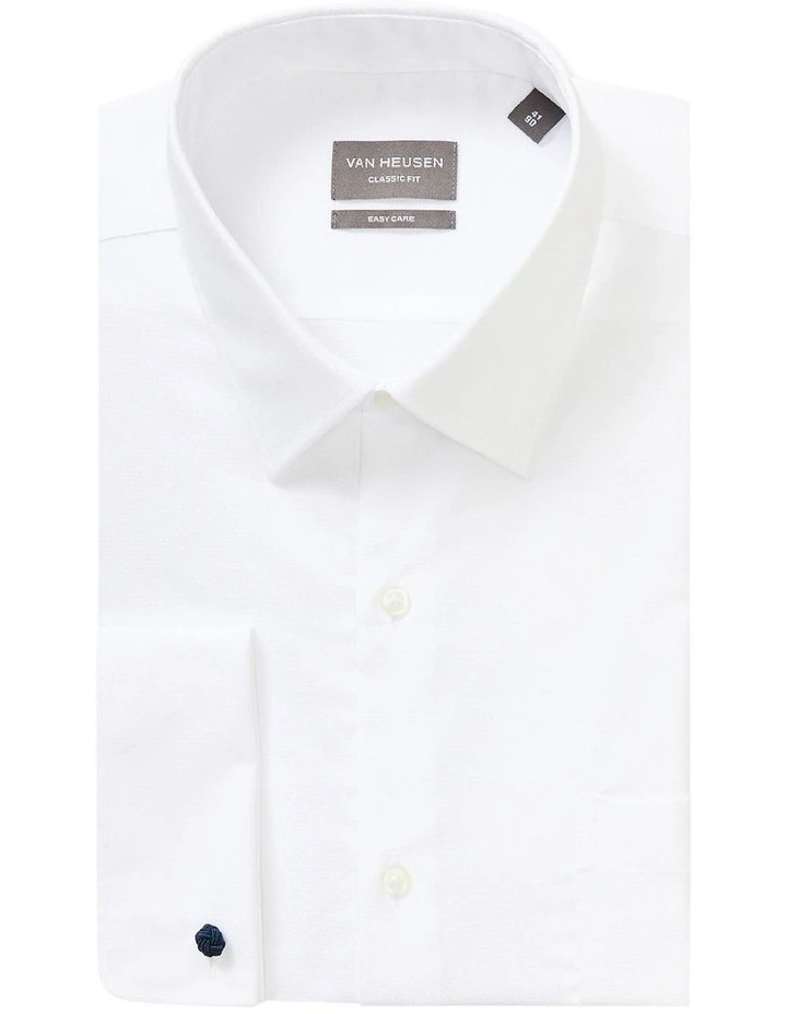 Van Heusen Classic Long Sleeve 1 Colour Dobby Diamond Shirt In White 5 Van Heusen Classic Long Sleeve 1 Colour Dobby Diamond Shirt In White - Image 3