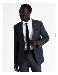 Blaq Tailored Check Suit Jacket In Denim