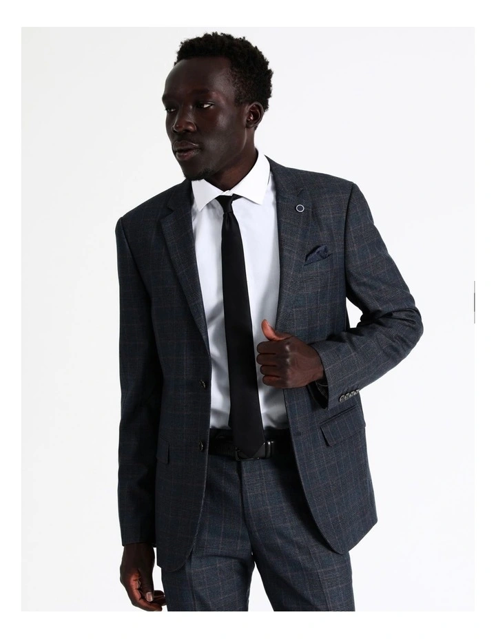 Blaq Tailored Check Suit Jacket In Denim 3 Blaq Tailored Check Suit Jacket In Denim
