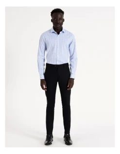 Blaq Tailored Long Sleeve 1 Colour Check Shirt In Blue -Cambridge Clothing shop 967572370 5 720x928