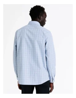 Blaq Tailored Long Sleeve 2 Colour Mid Check Shirt In Blue -Cambridge Clothing shop 967572550 4 720x928