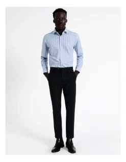 Blaq Tailored Long Sleeve 2 Colour Mid Check Shirt In Blue -Cambridge Clothing shop 967572550 5 720x928