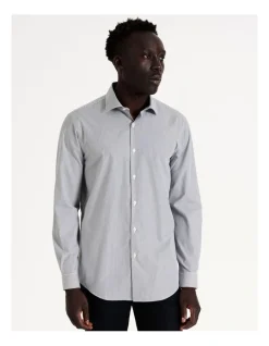 Blaq Tailored Long Sleeve 1 Colour Mini Stripe Shirt In Green -Cambridge Clothing shop 967572730 3 720x928