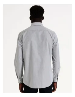 Blaq Tailored Long Sleeve 1 Colour Mini Stripe Shirt In Green -Cambridge Clothing shop 967572730 4 720x928