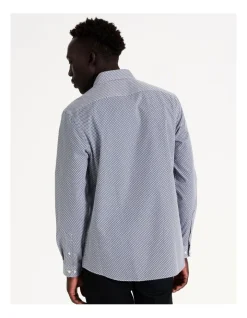 Blaq Tailored Long Sleeve 1 Colour Oval Print Shirt In Blue -Cambridge Clothing shop 967572910 4 720x928