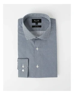Blaq Tailored Long Sleeve 1 Colour Oval Print Shirt In Blue -Cambridge Clothing shop 967572910 6 720x928