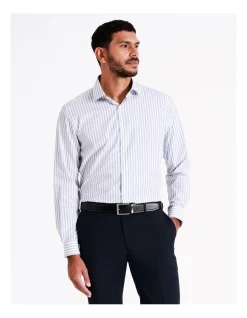Blaq Tailored Long Sleeve 1 Colour Wide Stripe Shirt In Blue